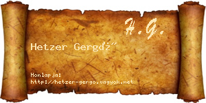 Hetzer Gergő névjegykártya